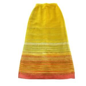Vintage 70s Wool Maxi Skirt Mustard Ombre Stripe Small Mod Boutique